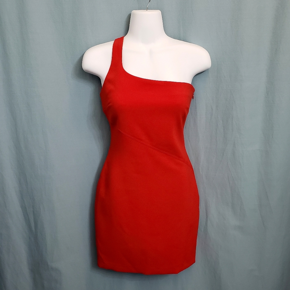NWT Likely Maisey One Shoulder Bodycon Mini Dress Scarlet Red Size 4 - Picture 3 of 14
